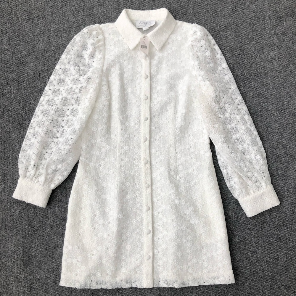 Mare Mare x Anthropologie lace mini shirt dress size S